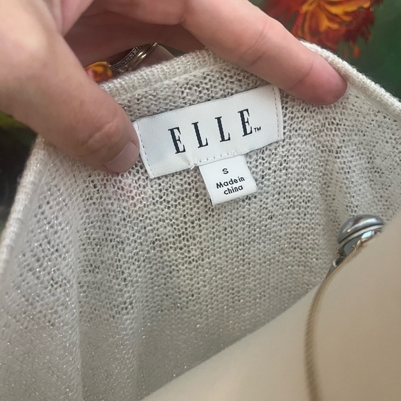 Elle Grey/White Sweater with Embroidered Accents - Picture 3 of 8
